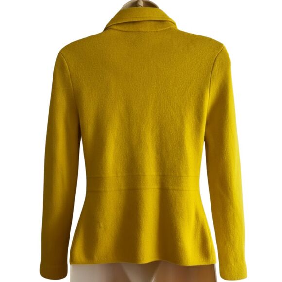 Talbots S Petite Yellow Sweater Blazer Knit Merino Wool Preppy - Picture 5 of 10